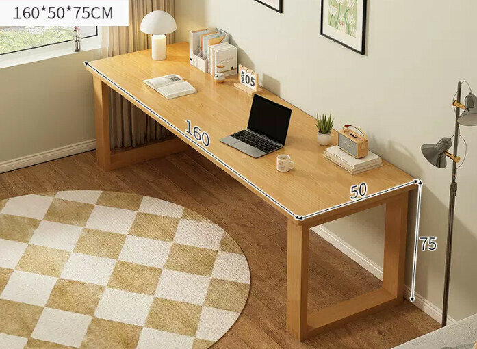 New solid wood leg large table ([thick solid wood legs - thickened 25MM tabletop] solid wood color 160*50*75cm)