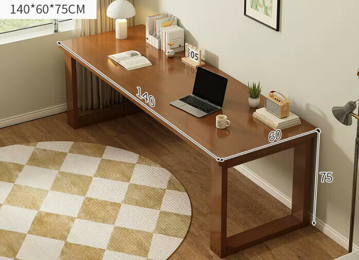 New solid wood leg large table ([thick solid wood legs-thick 25MM desktop] dark walnut color 140*60*75cm)