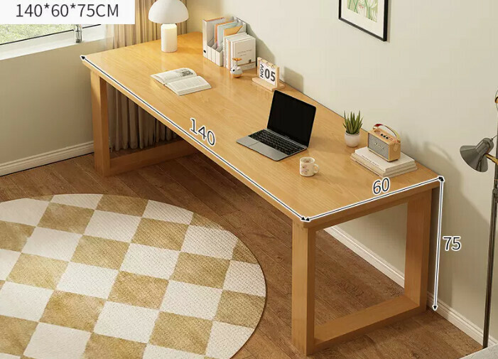 New solid wood leg large table ([thick solid wood legs-thick 25MM tabletop] solid wood color 140*60*75cm)