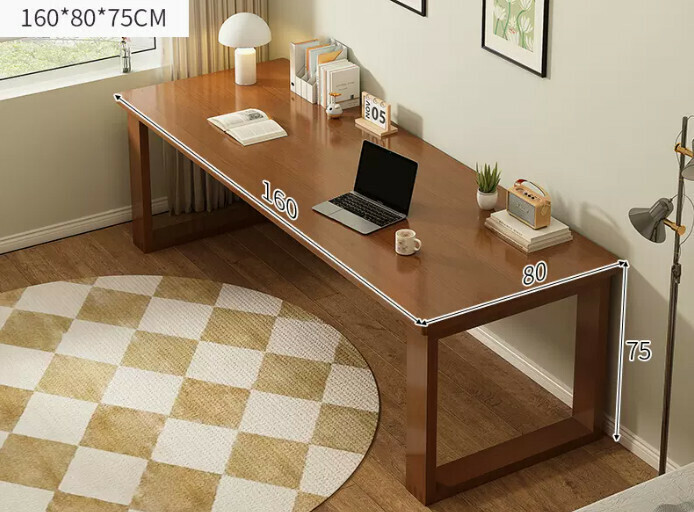 New solid wood leg large table ([thick solid wood legs - thickened 25MM desktop] dark walnut color 160*80*75cm)