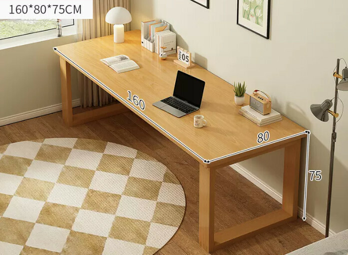 New solid wood leg large table ([thick solid wood legs-thick 25MM tabletop] solid wood color 160*80*75cm)