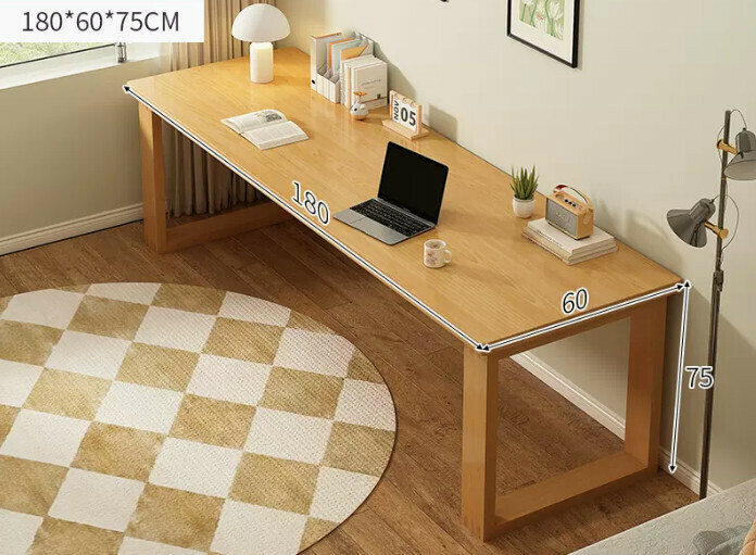 New solid wood leg large table ([thick solid wood legs - thickened 25MM tabletop] solid wood color 180*60*75cm)