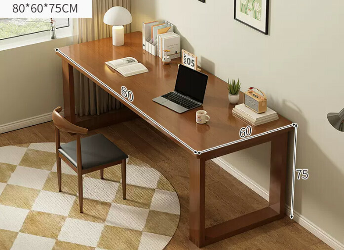 New solid wood leg large table ([Table and chair combination-one table and one chair] dark walnut color 80*60*75cm)