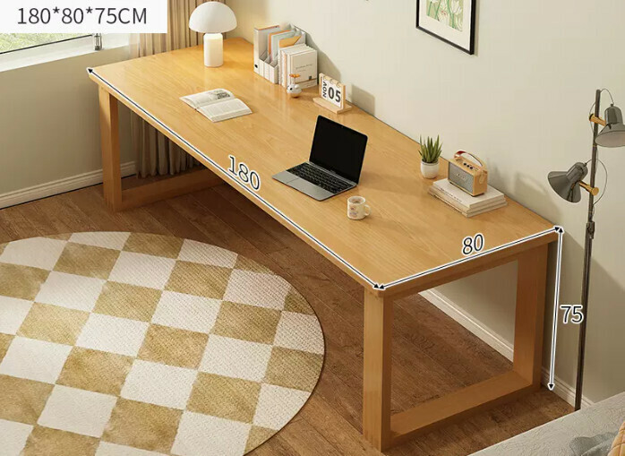 New solid wood leg large table ([thick solid wood legs - thickened 25MM tabletop] solid wood color 180*80*75cm)