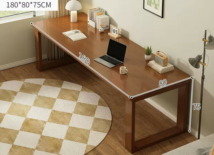 New solid wood leg large table ([thick solid wood legs - thickened 25MM desktop] dark walnut color 180*80*75cm)