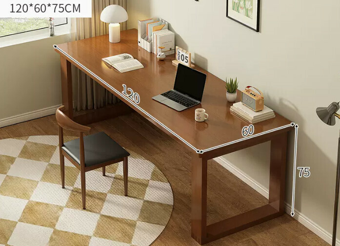 New solid wood leg large table ([Table and chair combination-one table and one chair] dark walnut color 120*60*75cm)