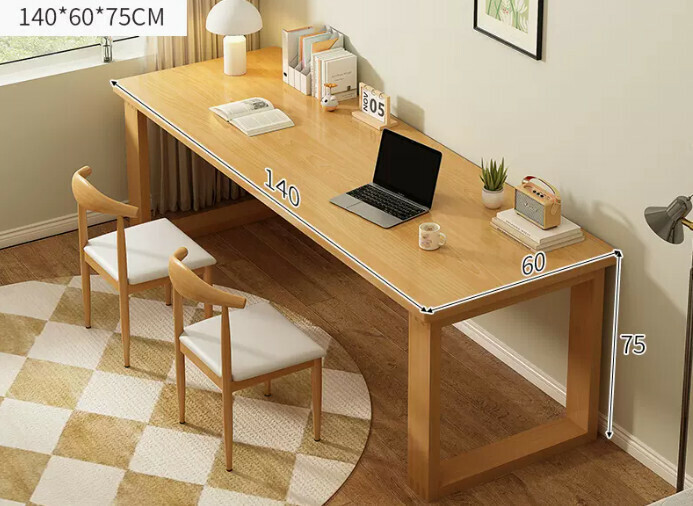 New solid wood leg large table ([Table and chair combination-one table and two chairs] solid wood color 140*60*75cm)