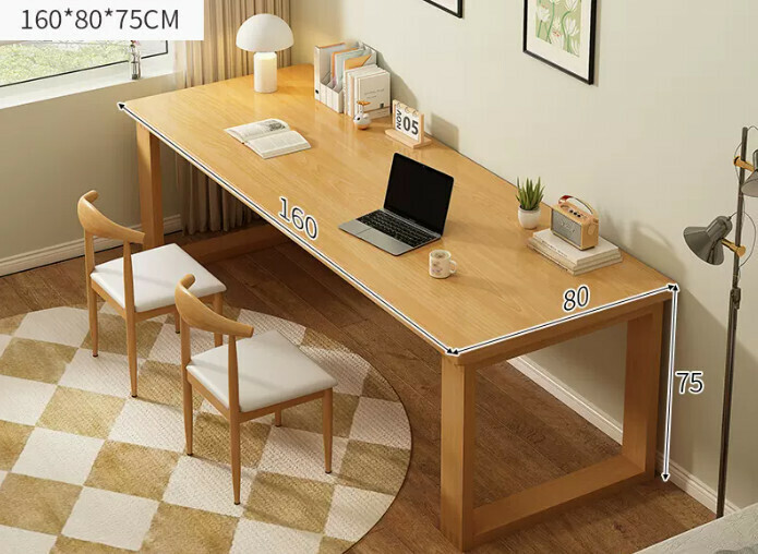 New solid wood leg large table ([Table and chair combination-one table and two chairs] solid wood color 160*80*75cm)