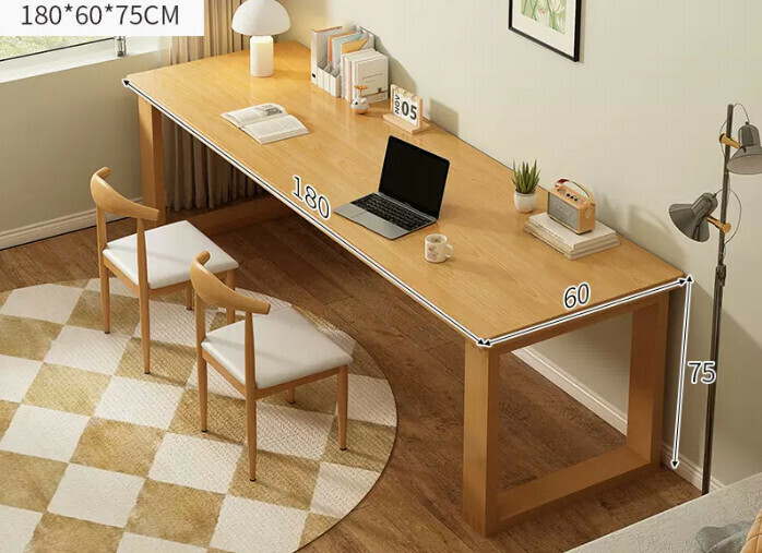 New solid wood leg large table ([Table and chair combination-one table and two chairs] solid wood color 180*60*75cm)