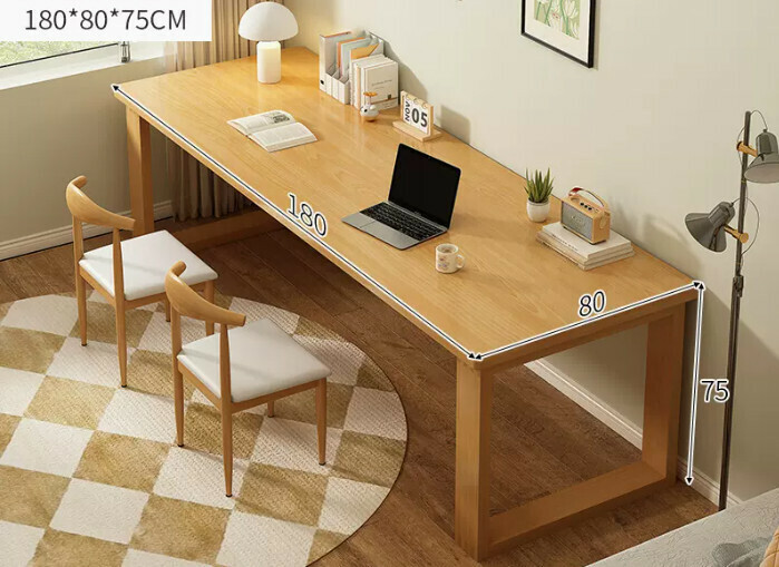 New solid wood leg large table ([Table and chair combination-one table and two chairs] solid wood color 180*80*75cm)
