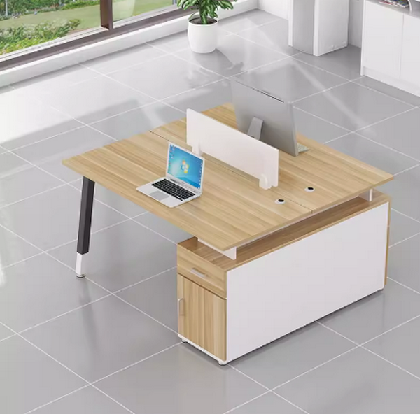 Hot selling computer desk combination (double seat + cabinet [light walnut]) length 120cm width 120cm height 74cm