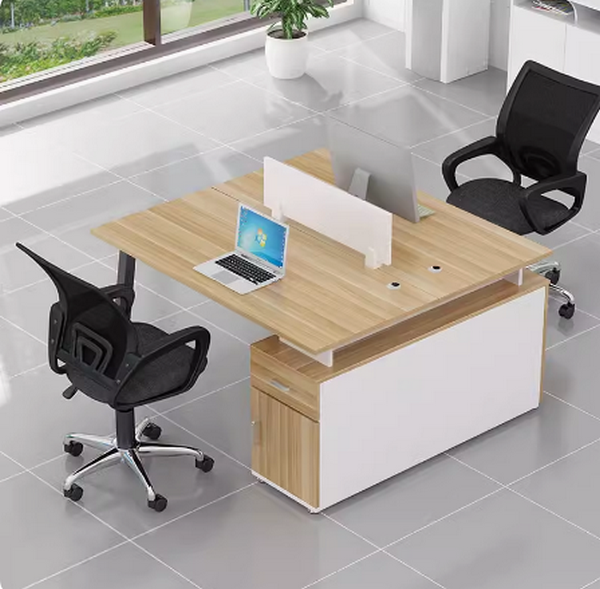 Hot selling computer desk combination (double seat + cabinet + chair [light walnut]) length 120cm width 120cm height 74cm