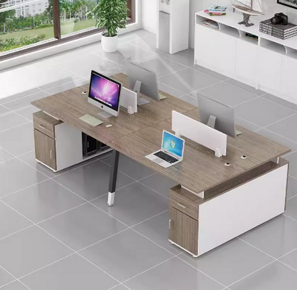 Hot selling computer desk combination (four seats + cabinet [chicken wing wood]) length 240cm width 120cm height 74cm