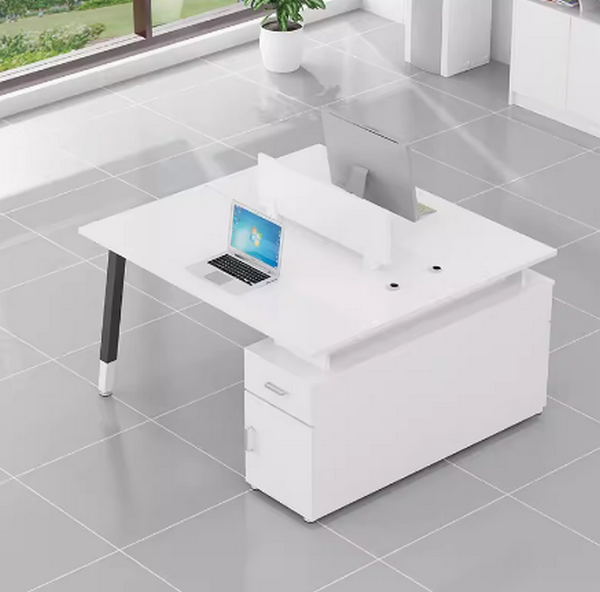 Hot selling computer desk combination (double seat + cabinet [warm white]) length 120cm width 120cm height 74cm