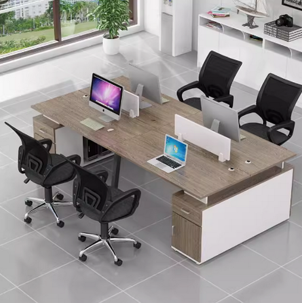 Hot selling computer desk combination (four seats + cabinet + chair [chicken wing wood]) length 240cm width 120cm height 74cm