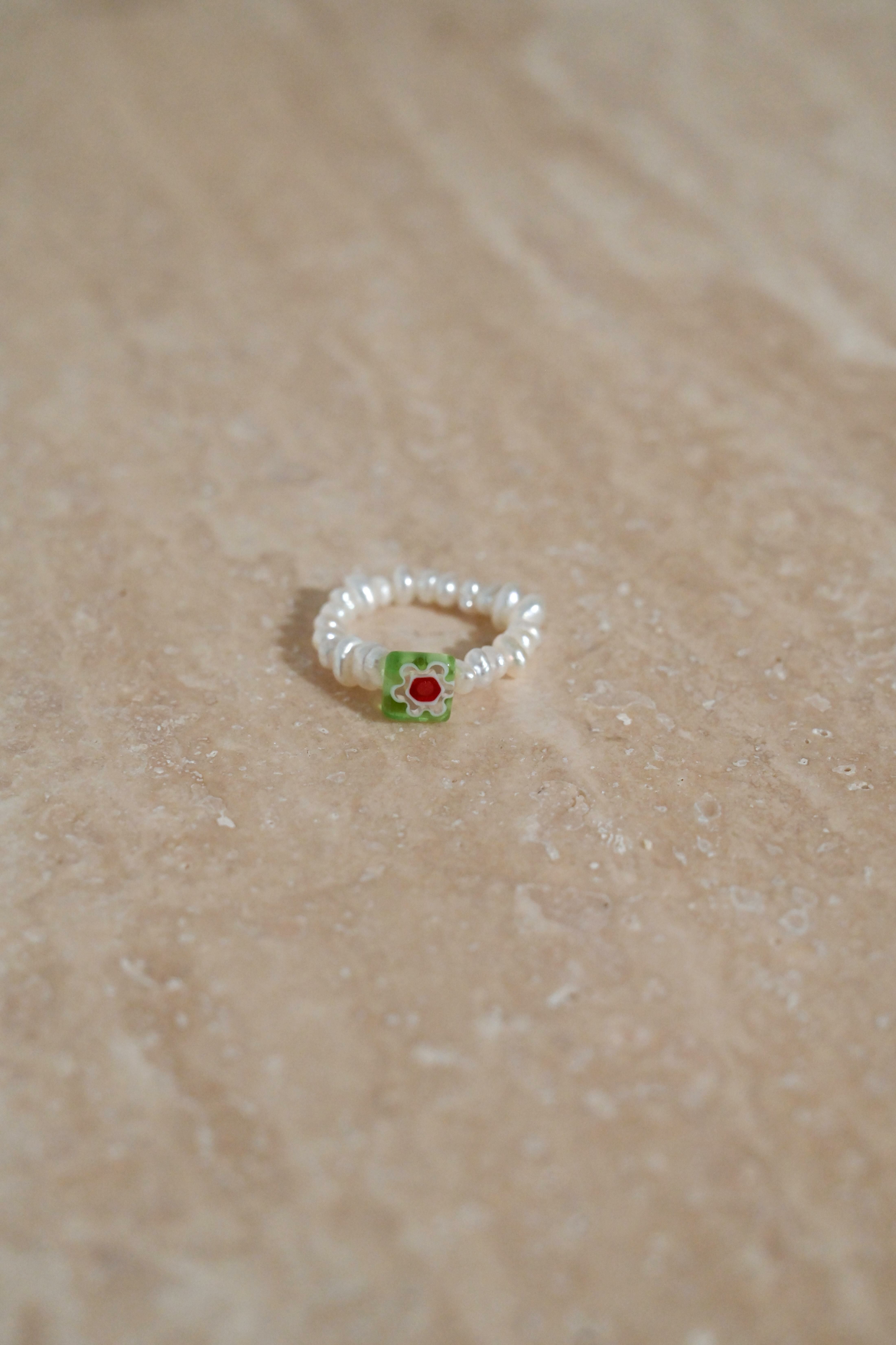 【現貨】COCO, JASMINE 珍珠串花戒 綠色 RO0061