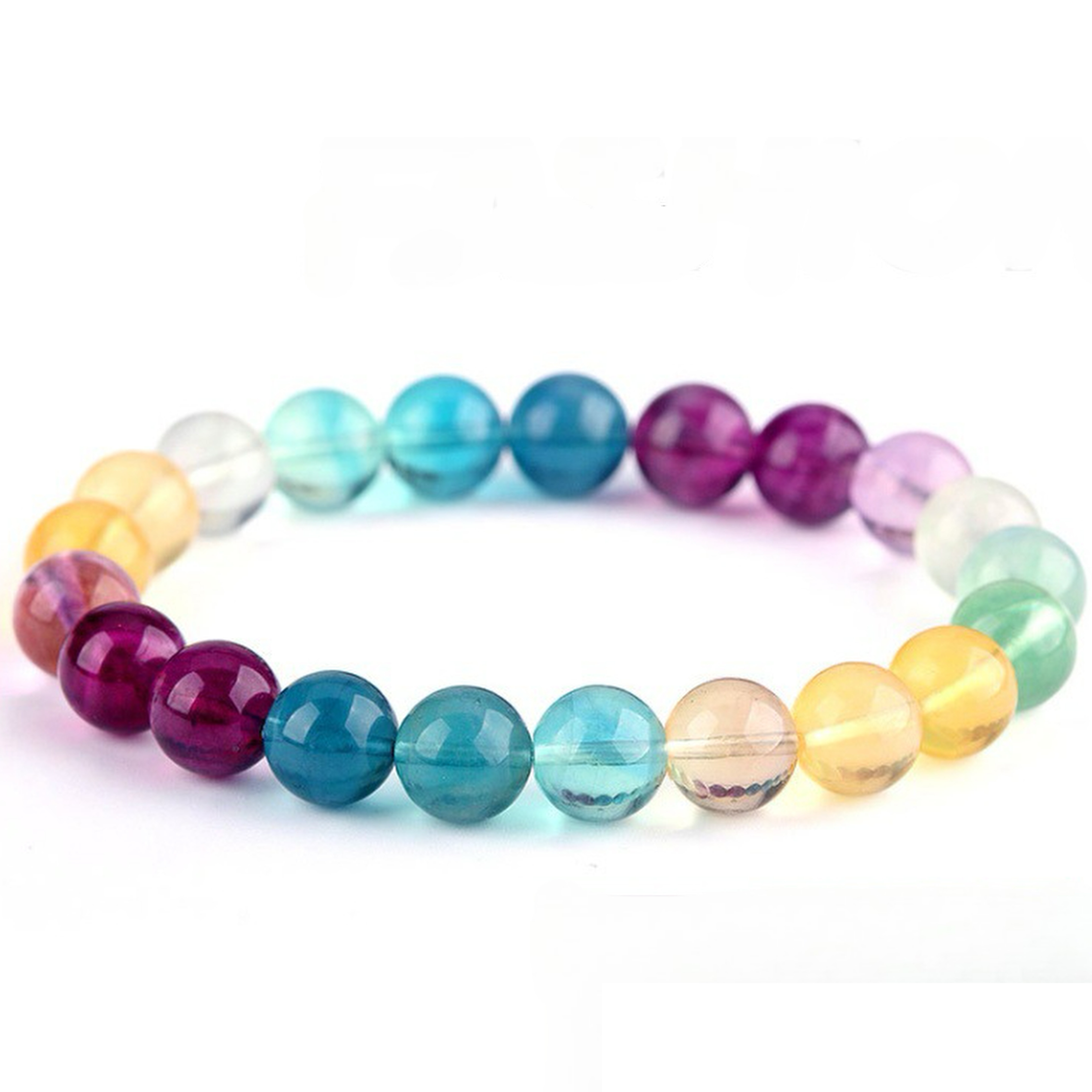 【藏寶】超糖果漸變色七彩螢石水晶手鍊/水晶手串