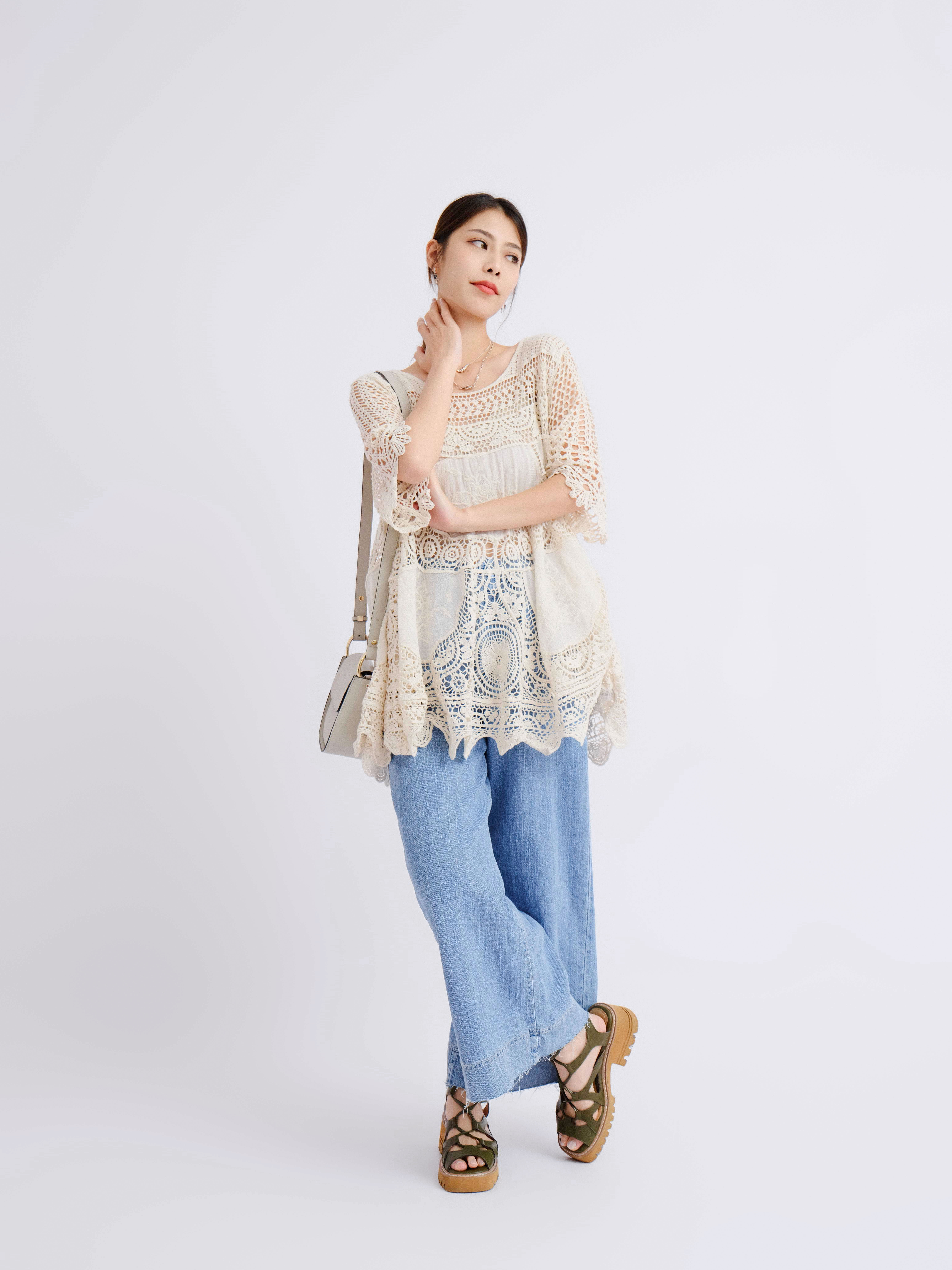 大通花網拼繡花棉娃娃上衣（現貨款式）