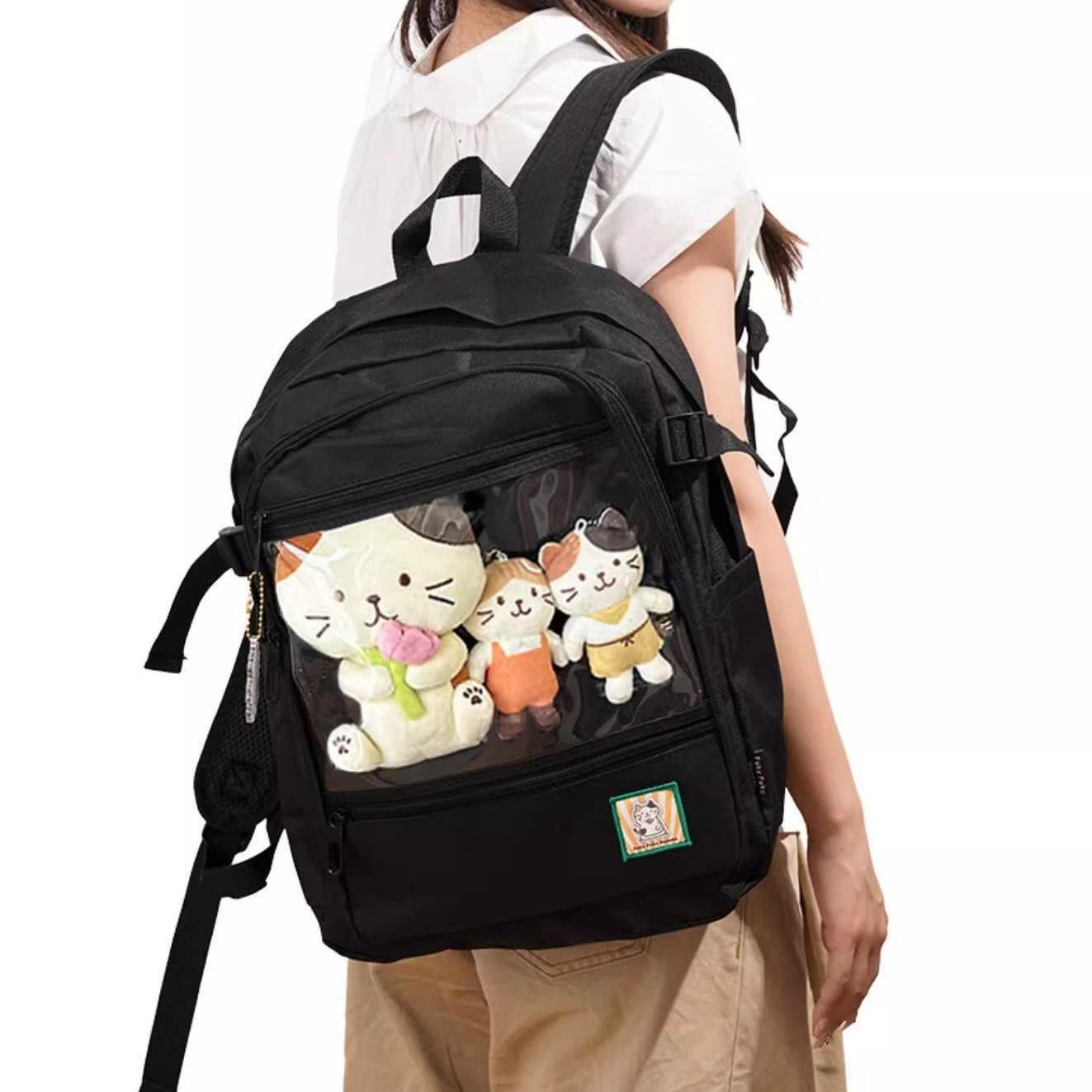 日本🇯🇵Fuku Fuku Nyanko 可愛透明徽章雙肩包系列
