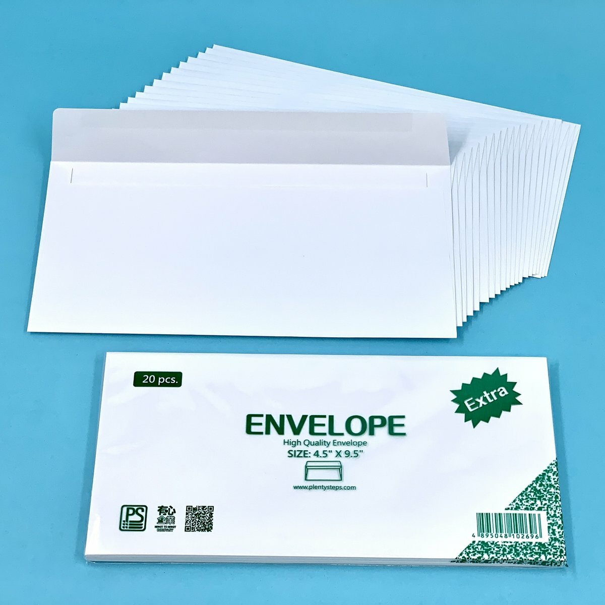4.5 X 9.5 純白加大橫口信封/收納袋 (200個)《新包裝》- 10包