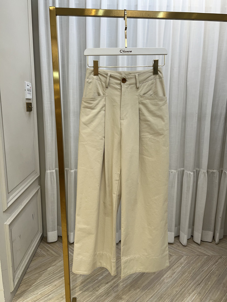 『L號』杏色個性韓妞寬褲