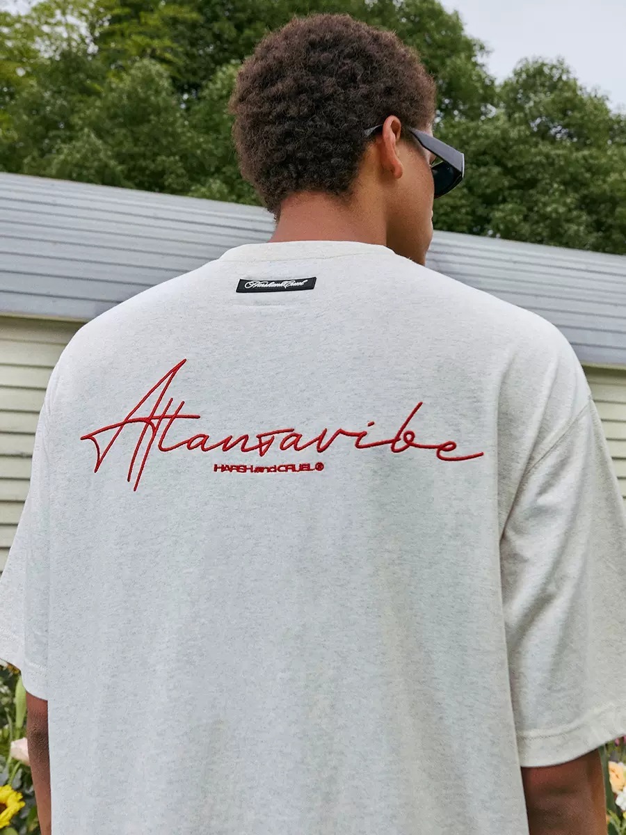 Harsh and Cruel 24SS 美式街頭刺繡手寫字體短袖 T HL242020207