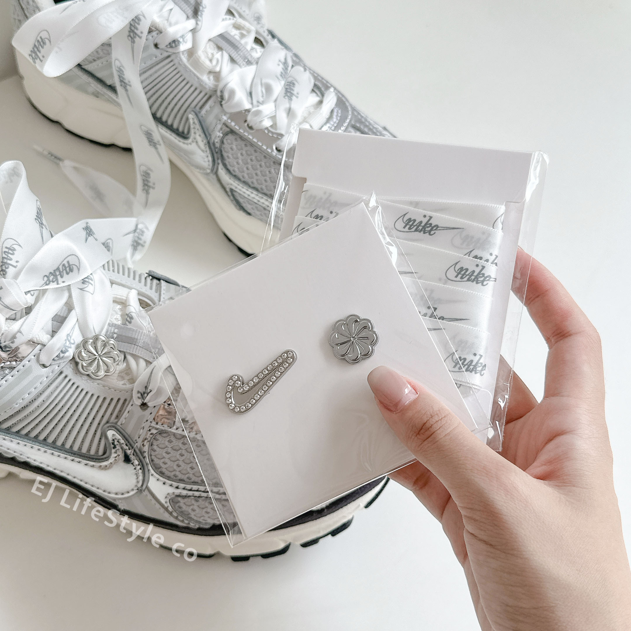 NIKE 緞帶 鞋扣 芭蕾風 銀色 白銀 亮銀 絲綢 金屬 配件 / 現貨