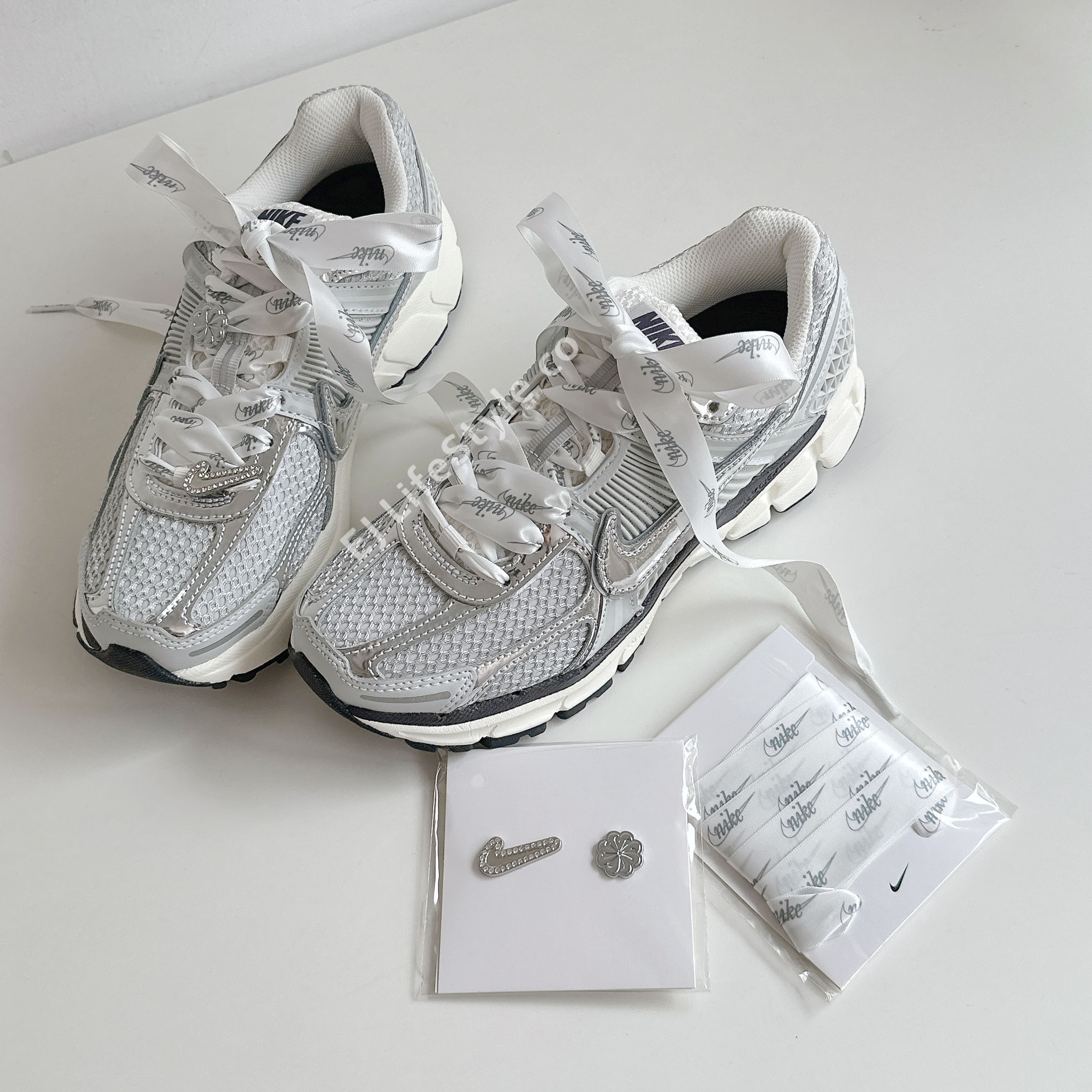 NIKE 緞帶 鞋扣 芭蕾風 銀色 白銀 亮銀 絲綢 金屬 配件 / 現貨