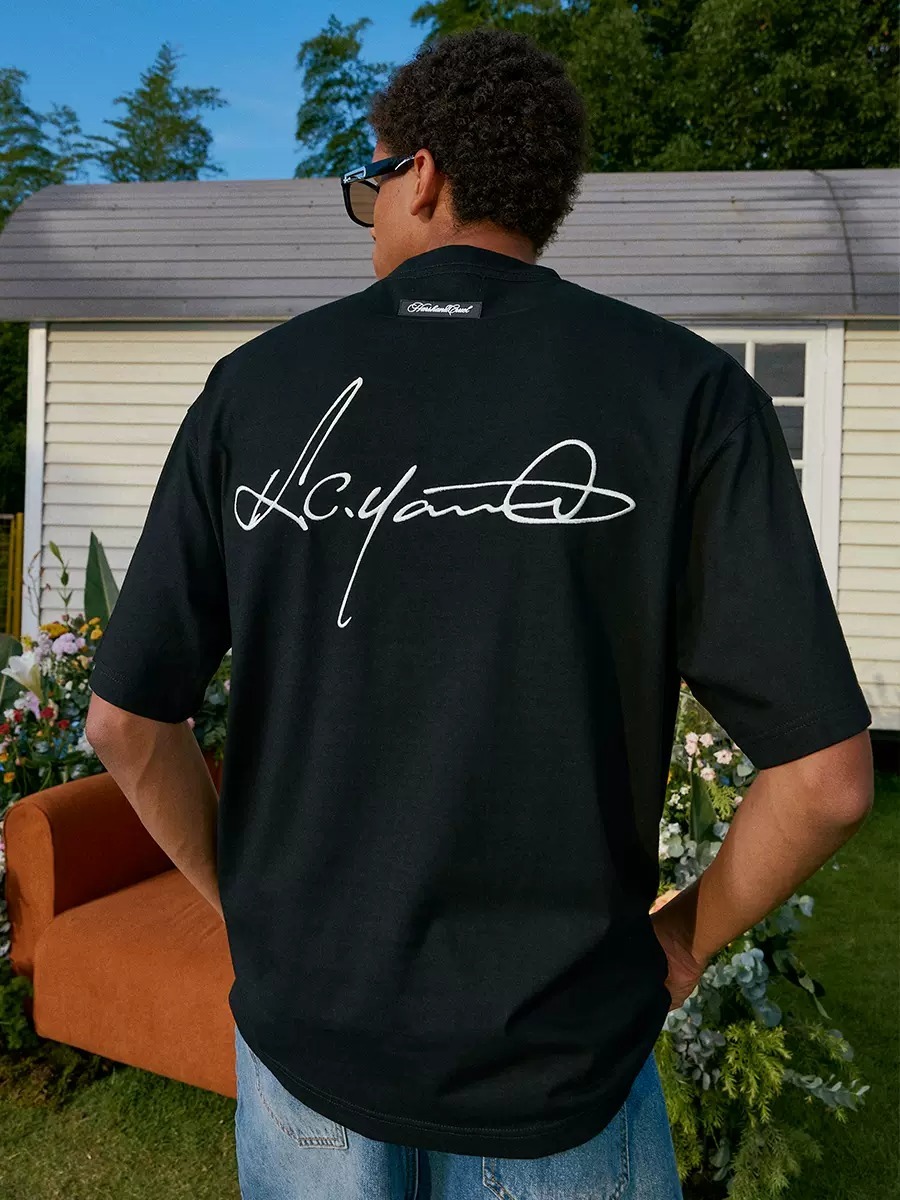 Harsh and Cruel 24SS 美式高街手寫字體刺繡短袖 T HL242020218