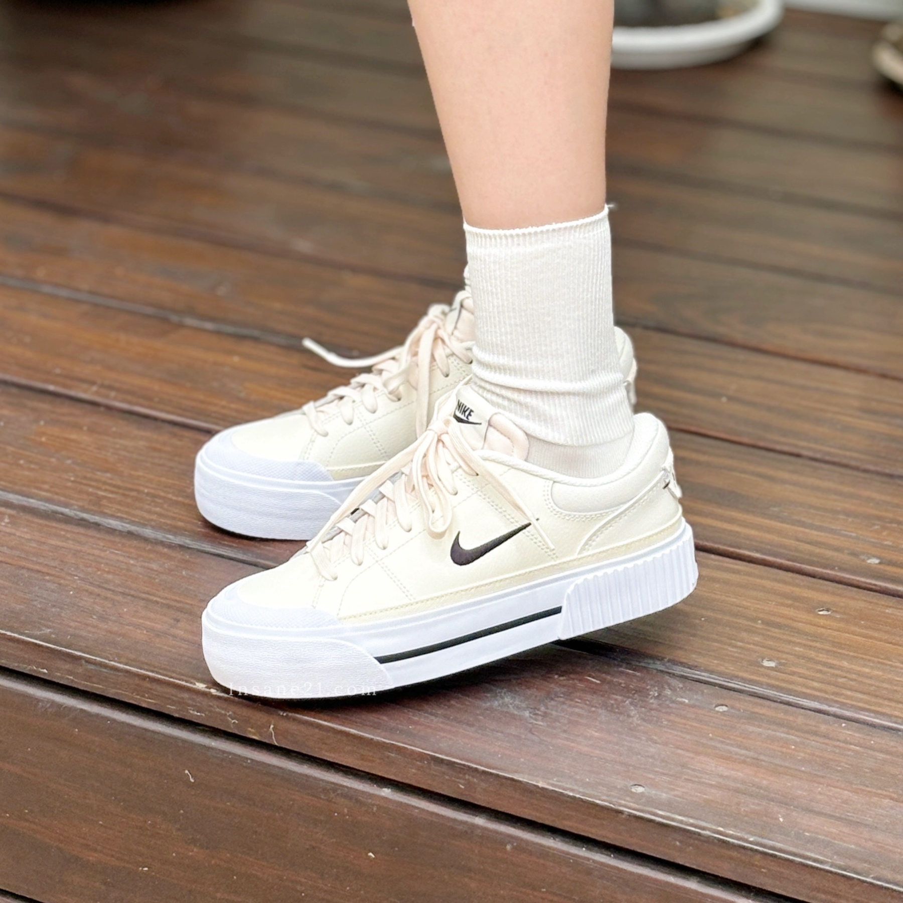 NIKE COURT LEGACY 牛奶黑勾 厚底 增高 米白 休閒鞋 FV5526-101