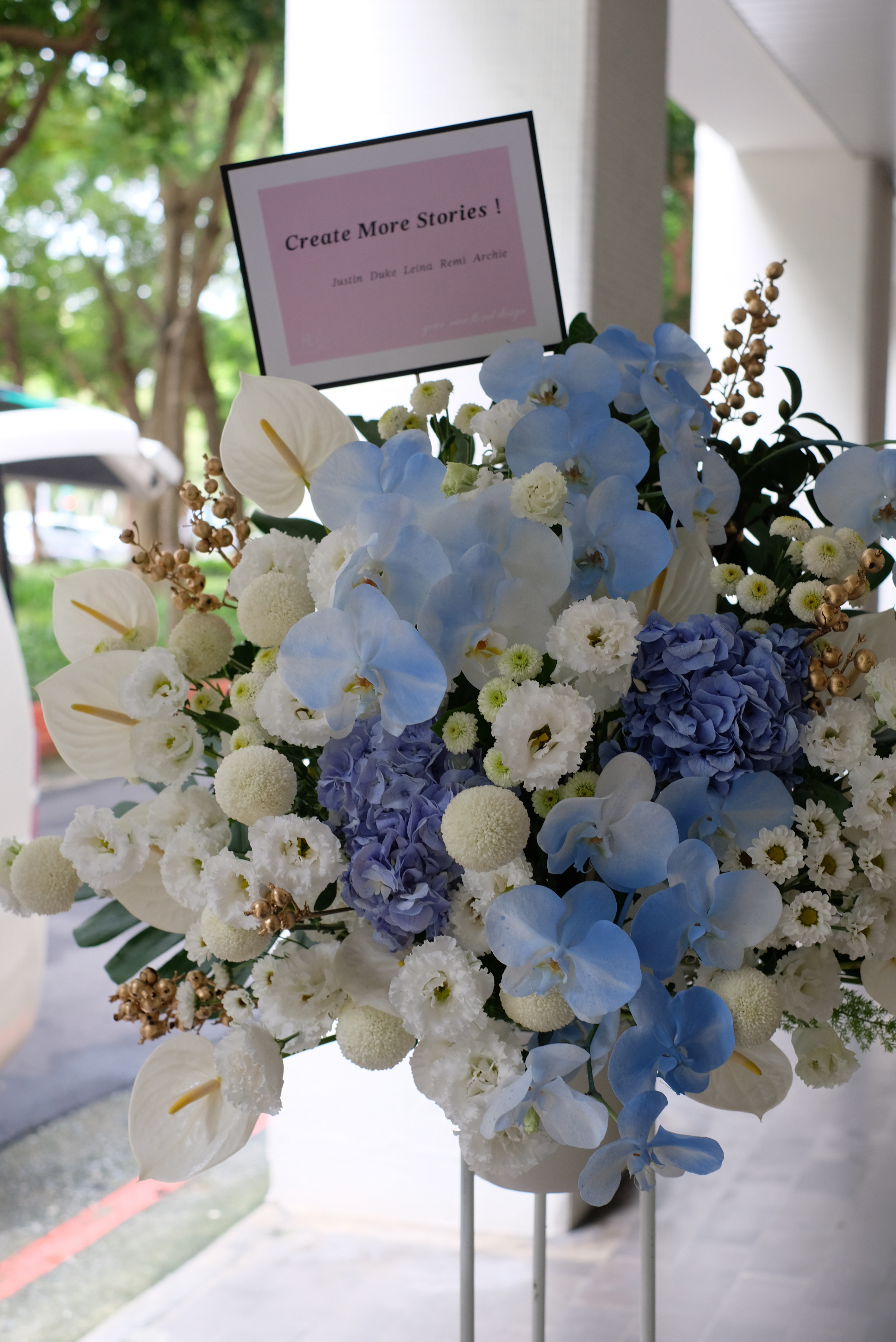 藍色系｜鮮花高架花籃