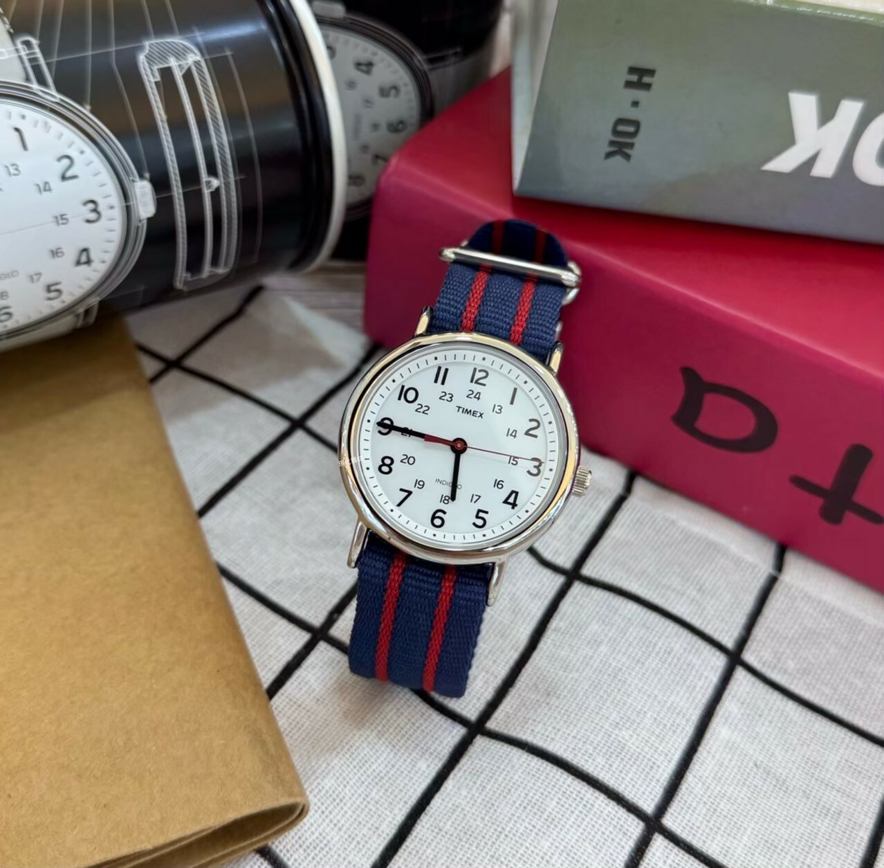 【TIMEX 天美時】Weekender 週末系列復古手錶-白/藍紅 TXT2N747 38mm 現代鐘錶