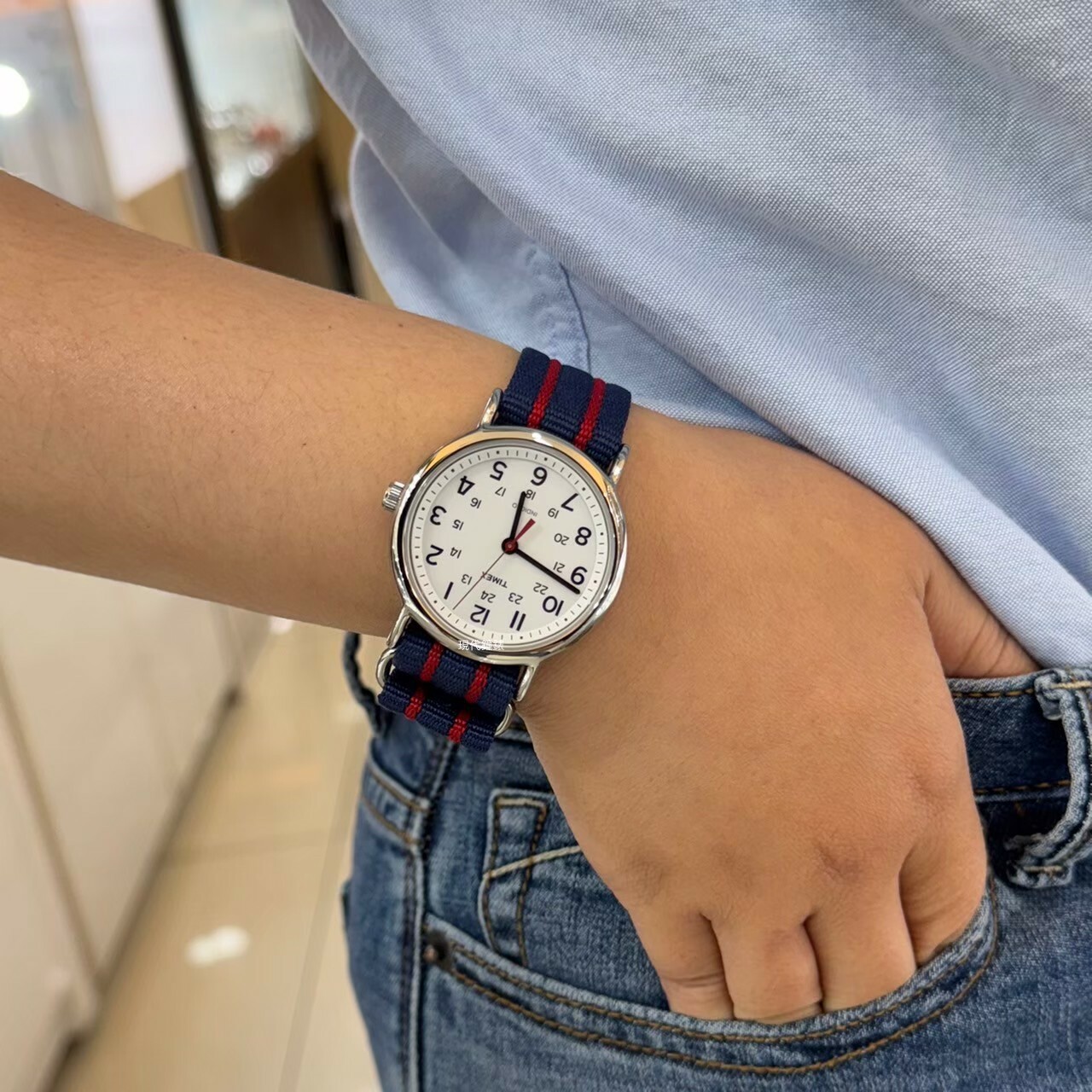 【TIMEX 天美時】Weekender 週末系列復古手錶-白/藍紅 TXT2N747 38mm 現代鐘錶