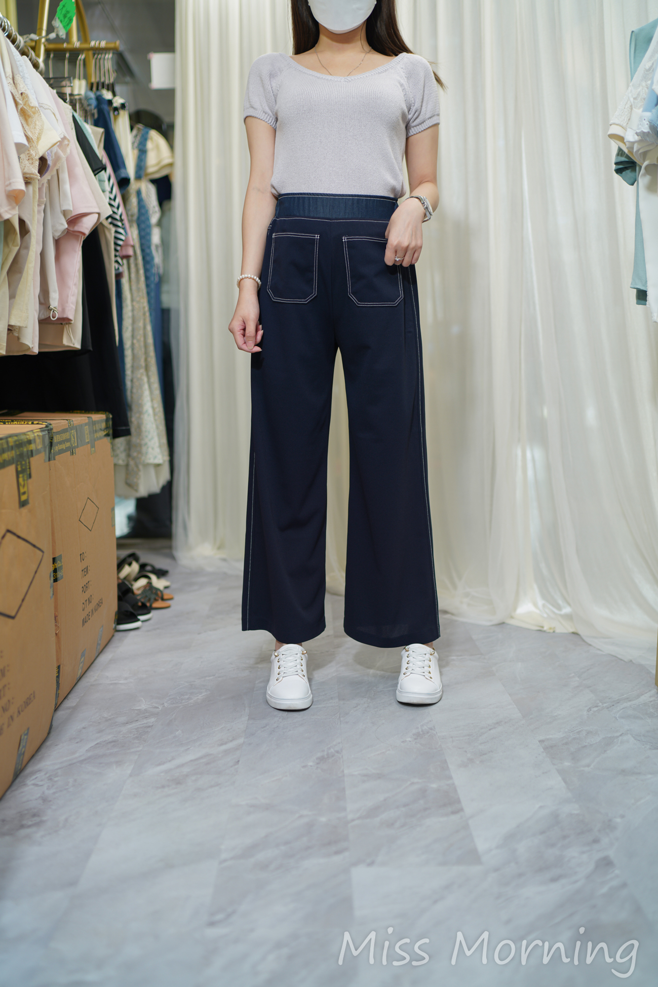 軟熟針織料上衣(14015)&高質自留太顯瘦好著2 袋褲(33772)