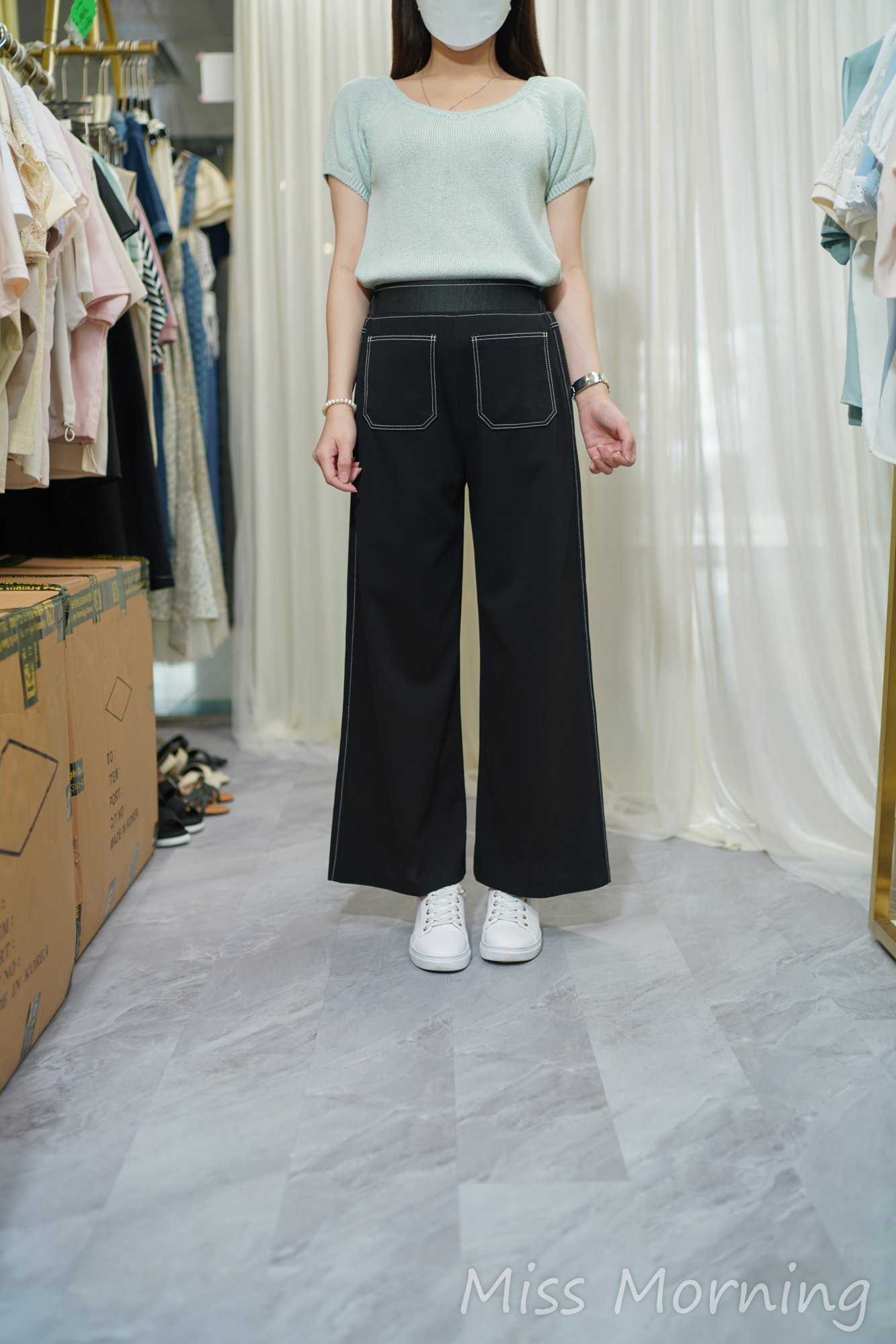 軟熟針織料上衣(14015)&高質自留太顯瘦好著2 袋褲(33772)