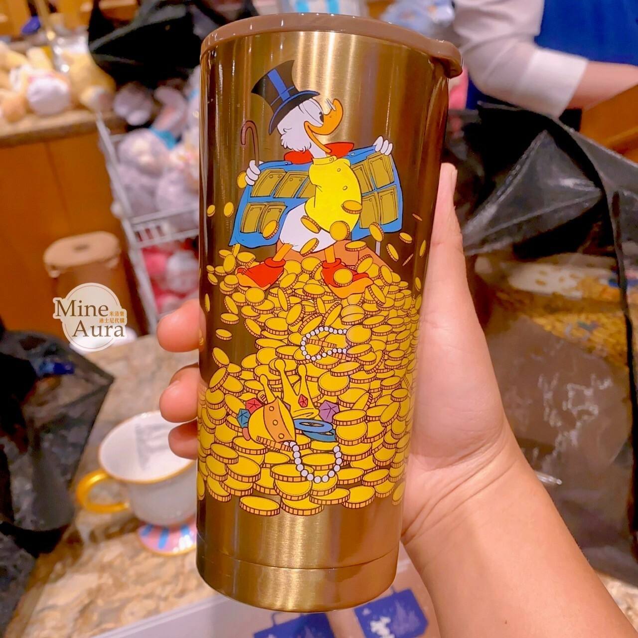 唐老鴨 Donald 舅舅 史高治 錢幣圖案 不鏽鋼 水杯 隨行杯 -上海迪士尼樂園
