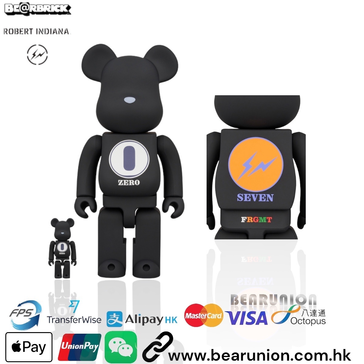 🎏預訂🎏Bearbrick 400% 100% ROBERT INDIANA × fragmentdesign Black