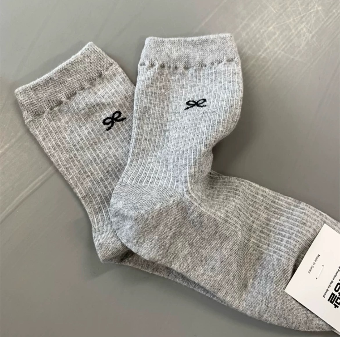 韓版蝴蝶結中筒襪/三色