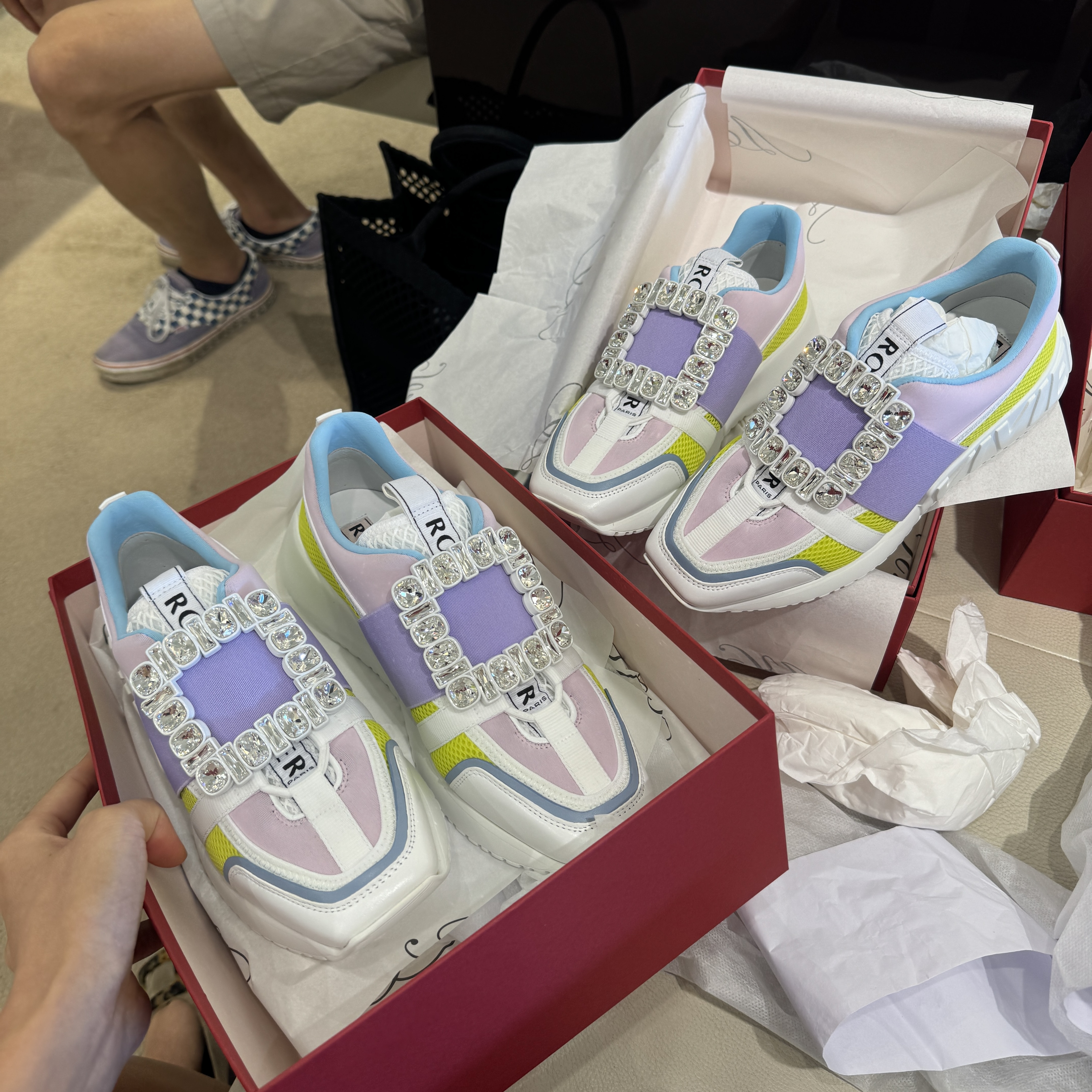 Roger Vivier RV running shoes purple-yellow