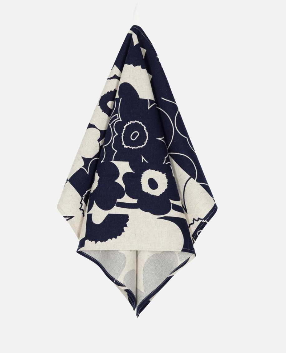 代購現貨 | Marimekko 60th Unikko Kollaasi Kitchen Textile | dk.blue, linen
