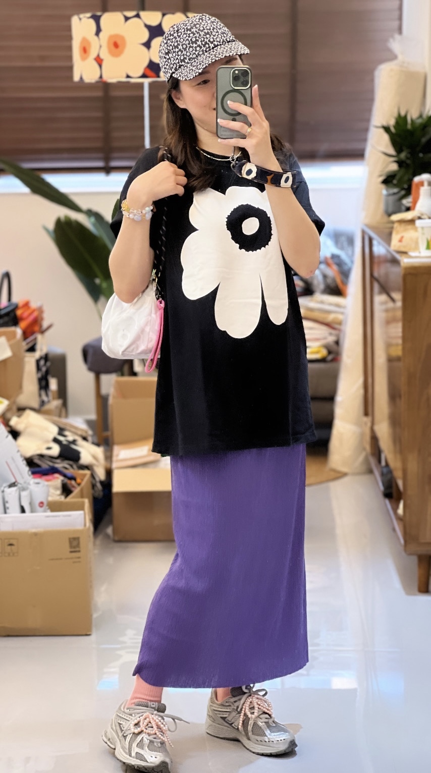 店主推介現貨 | 全橡筋皺皺半截長裙 (後開叉)