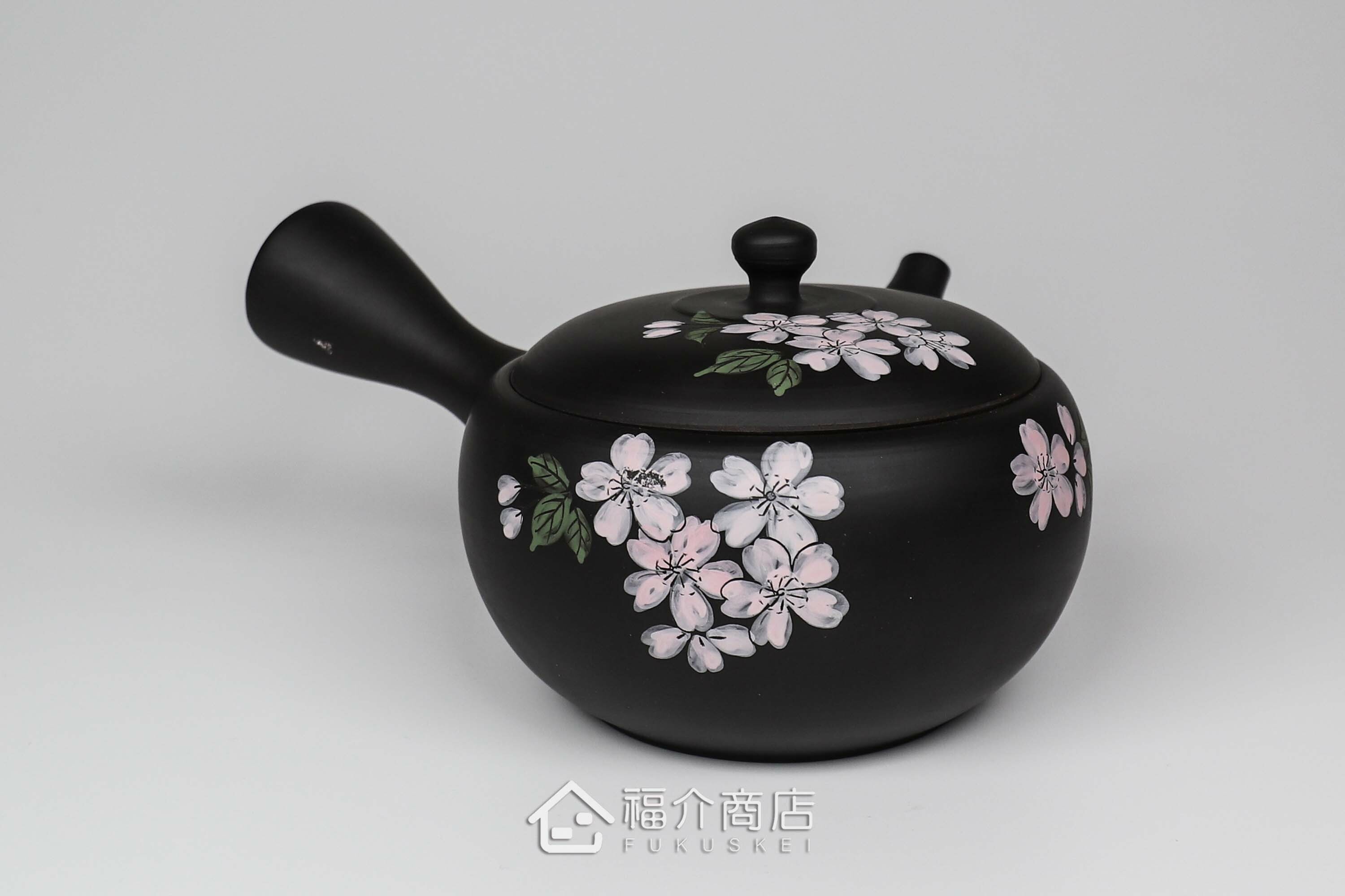 泡茶用的花造型日本陶壺