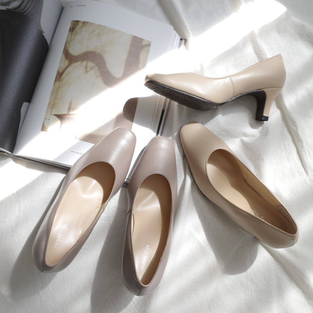 Ms. Jeune 日本製真皮面試好感方頭高跟鞋