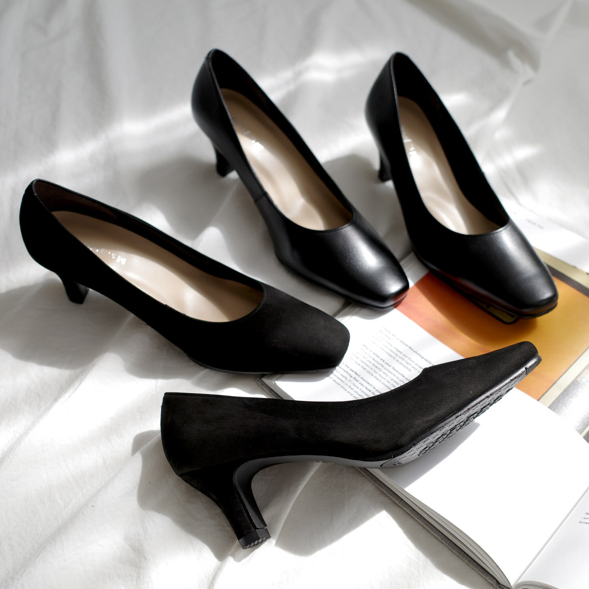 Ms. Jeune 日本製真皮面試好感方頭高跟鞋