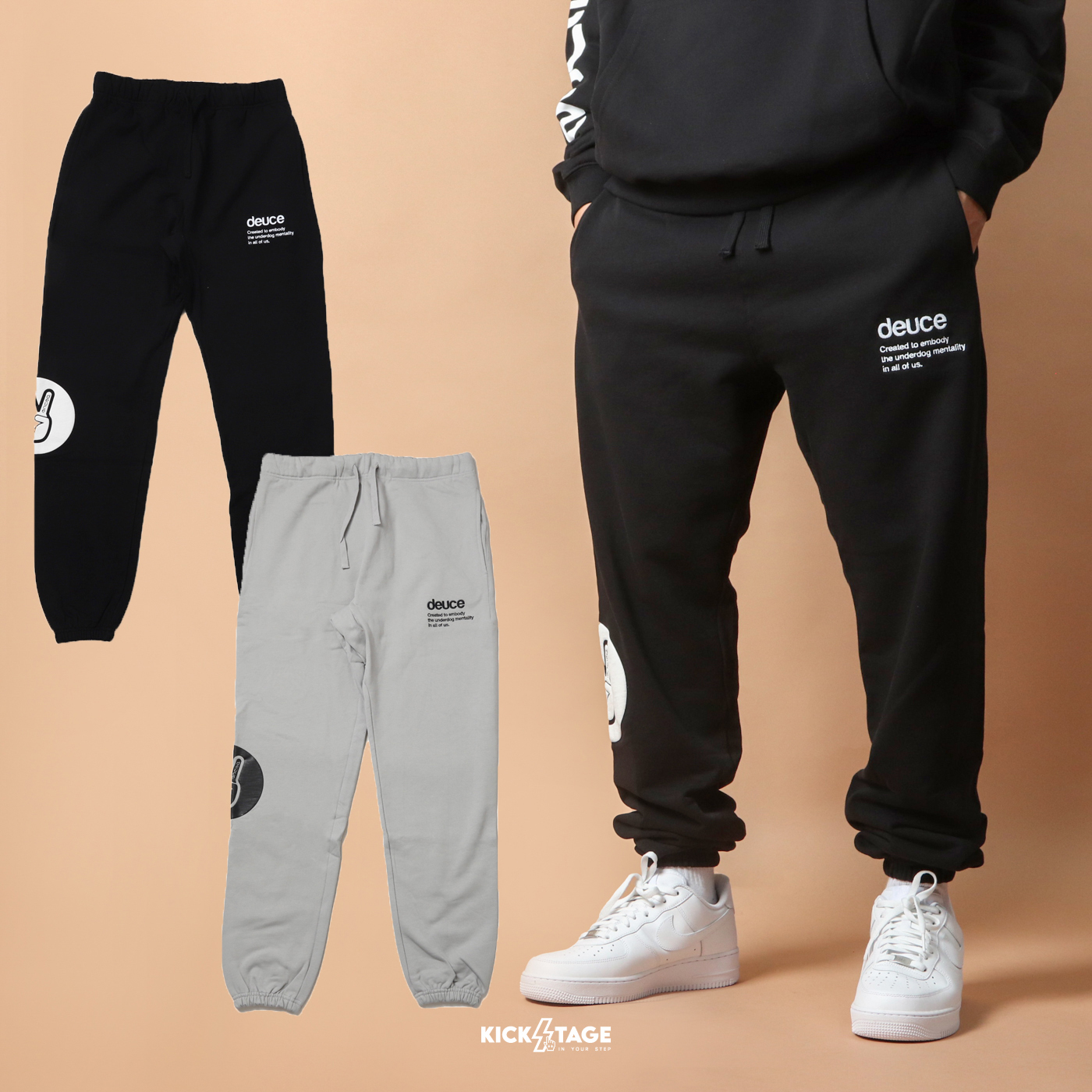 **售出無退換**男女款 DEUCE BRAND PREMIUM SWEAT PANTS 黑 灰 LOGO 抽繩 運動 長褲 棉褲【DE027】