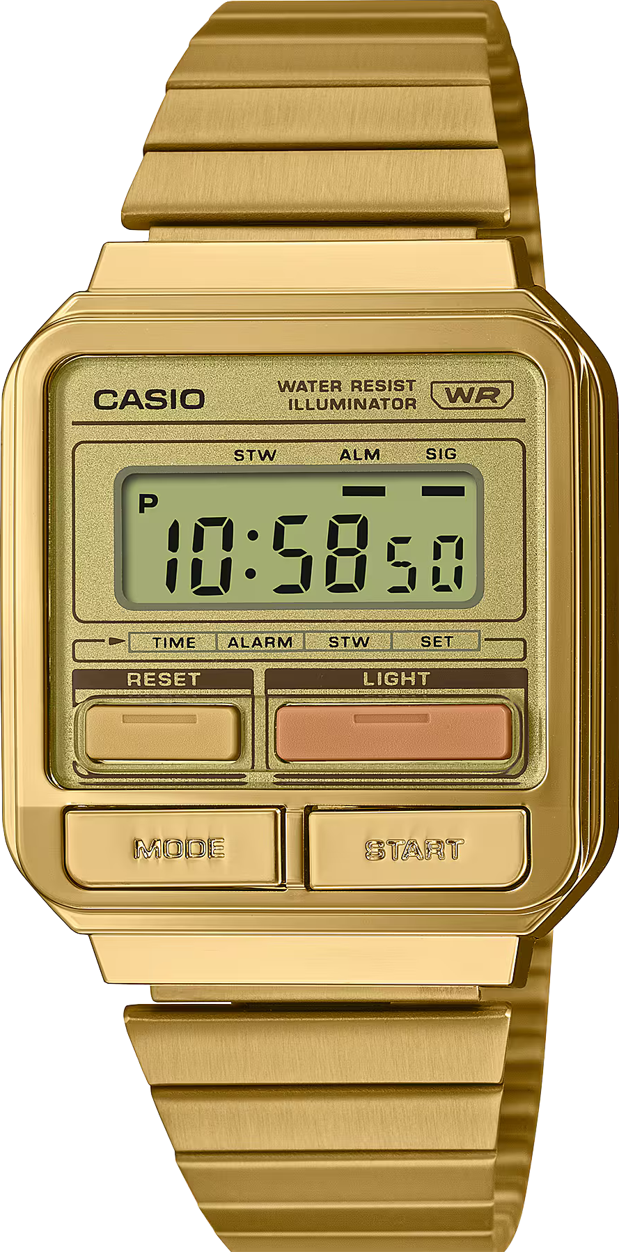 萬年鐘錶 - 卡西歐  CASIO 復古俏皮金錶 電子錶  A120WEG-9A  錶徑 33.5MM