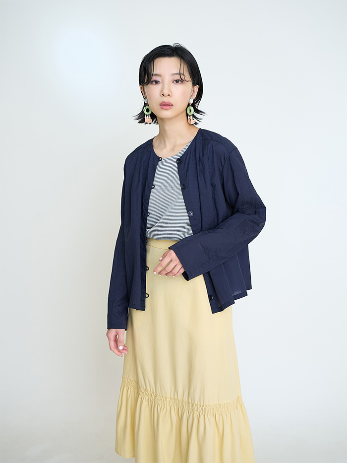 氧氣開襟肩折襯衫-山嵐