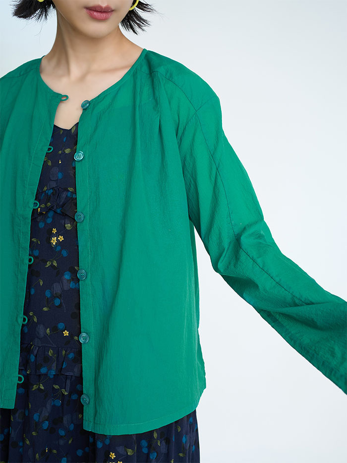 氧氣開襟肩折襯衫-青春