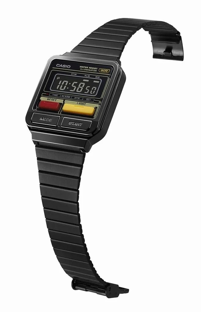 萬年鐘錶 - 卡西歐  CASIO 酷炫黑復古俏皮電子錶  A120WEGG-1B  錶徑 33.5MM