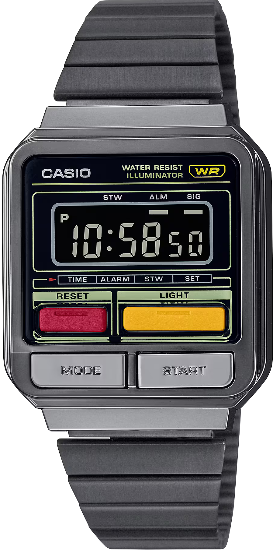 萬年鐘錶 - 卡西歐  CASIO 酷炫黑復古俏皮電子錶  A120WEGG-1B  錶徑 33.5MM
